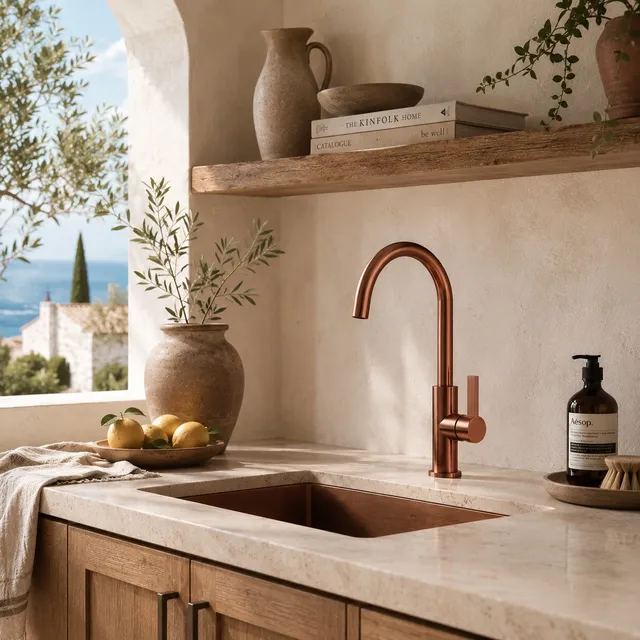 Sined Levante Basso Oro Rosa rubinetto cucina inox 316L