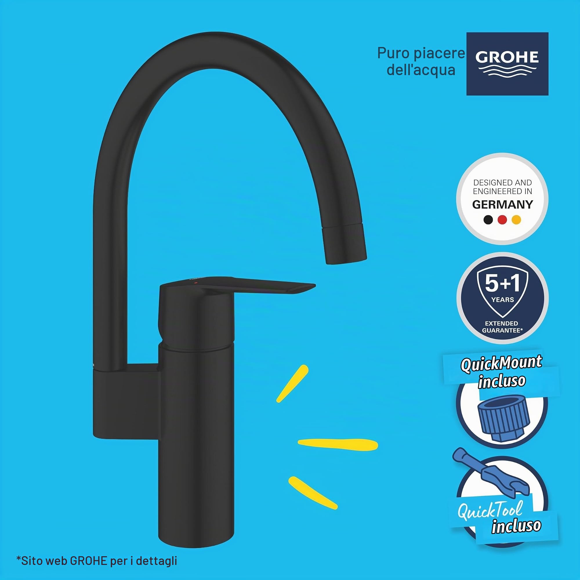GROHE Start QuickFix miscelatore cucina nero opaco bocca C