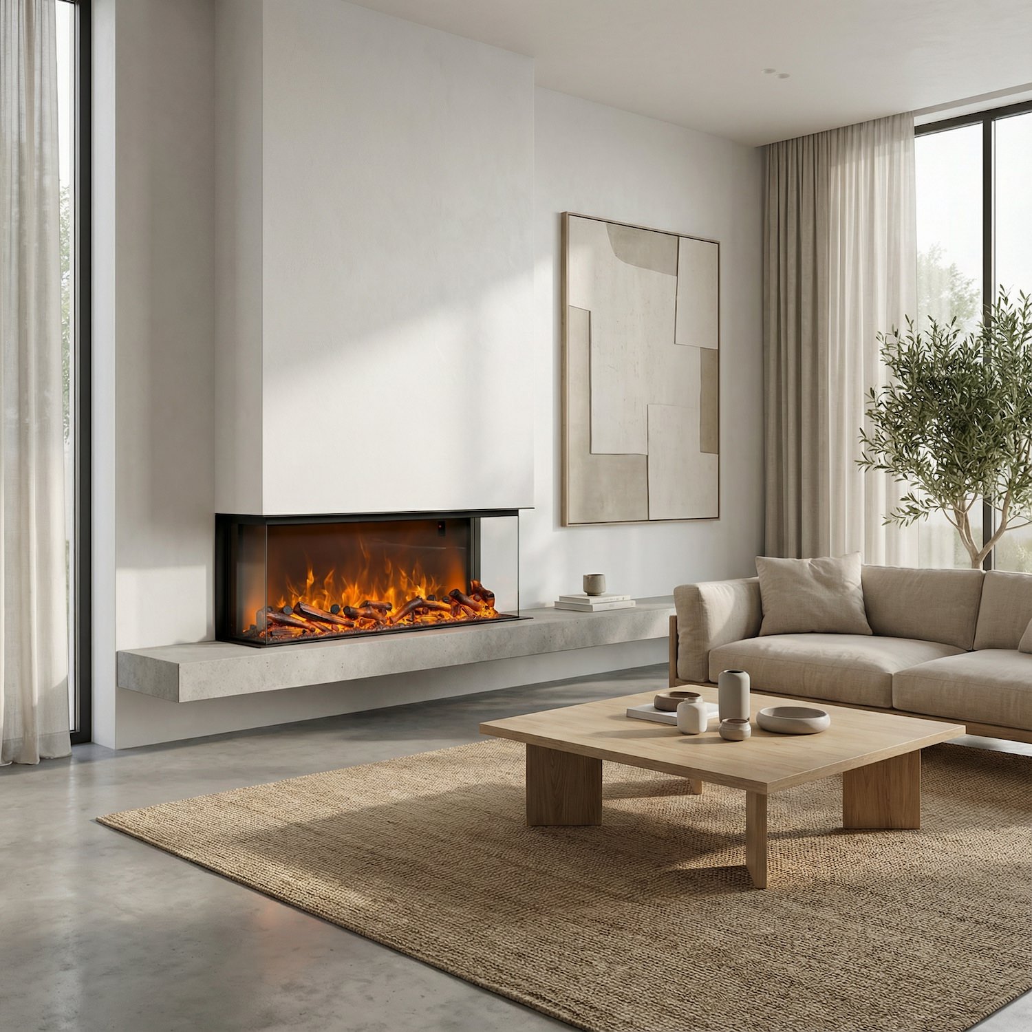 Sined Merano 108 Caminetto Elettrico Nero 3 Lati 1500W