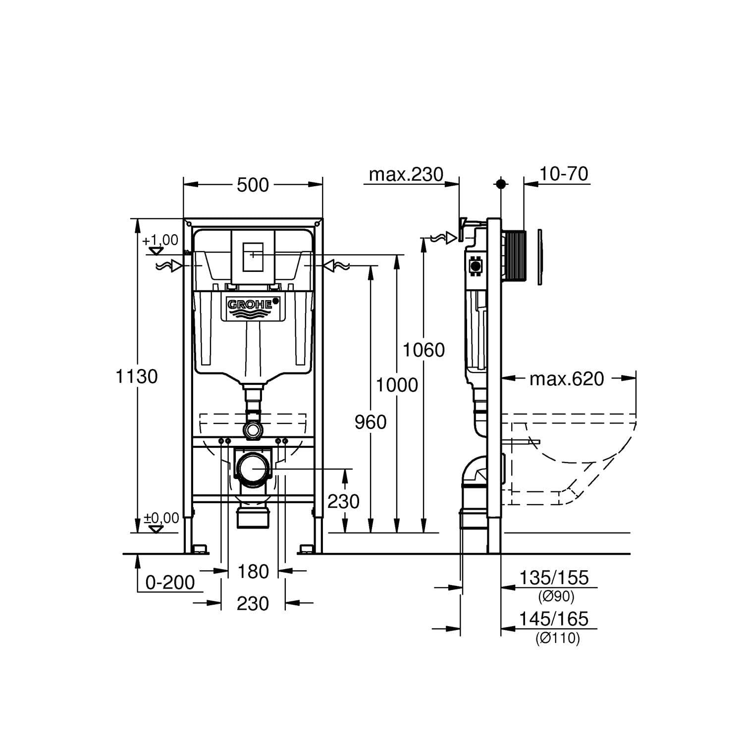 GROHE Rapid SL 38772001 Modulo WC Sospeso con Cassetta