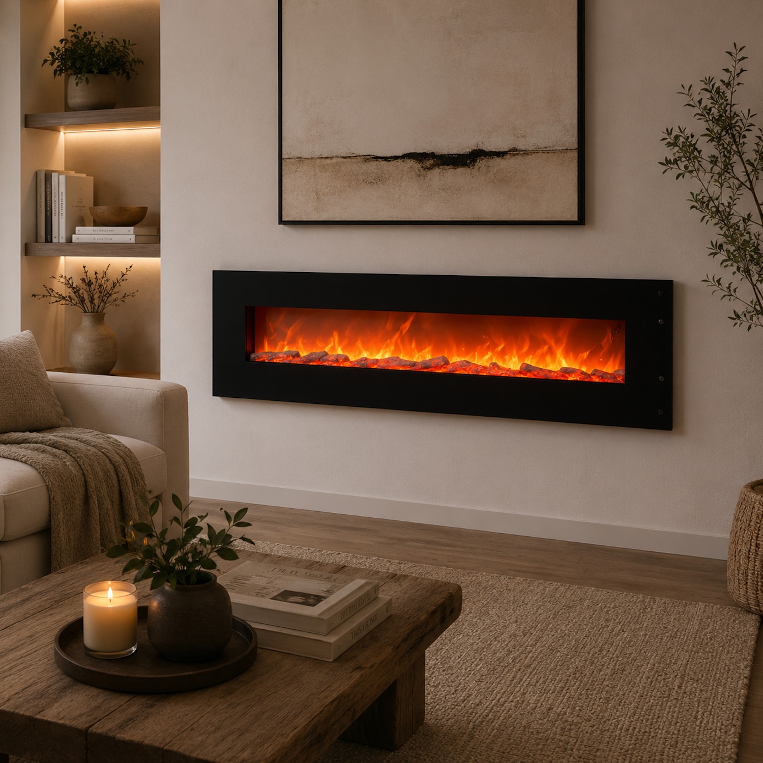 Sined Pordoi Caminetto Elettrico Parete Nero 1500W