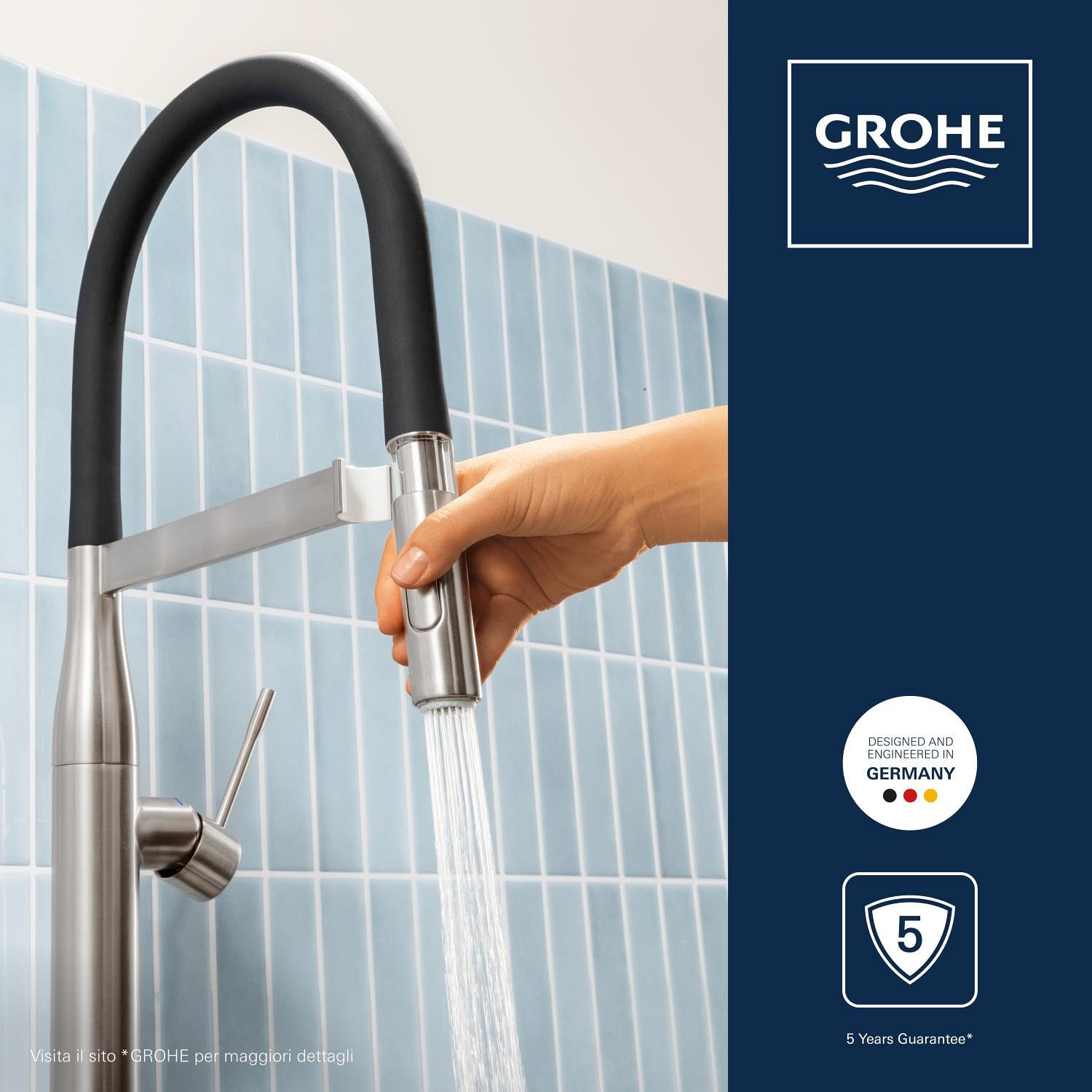 Grohe Essence New 30294DC0 miscelatore cucina acciaio inox con doccetta