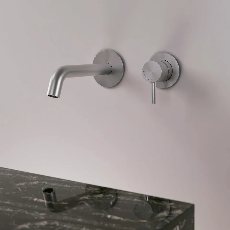 Sined Levante Inox kit rubinetto lavandino a parete satinato