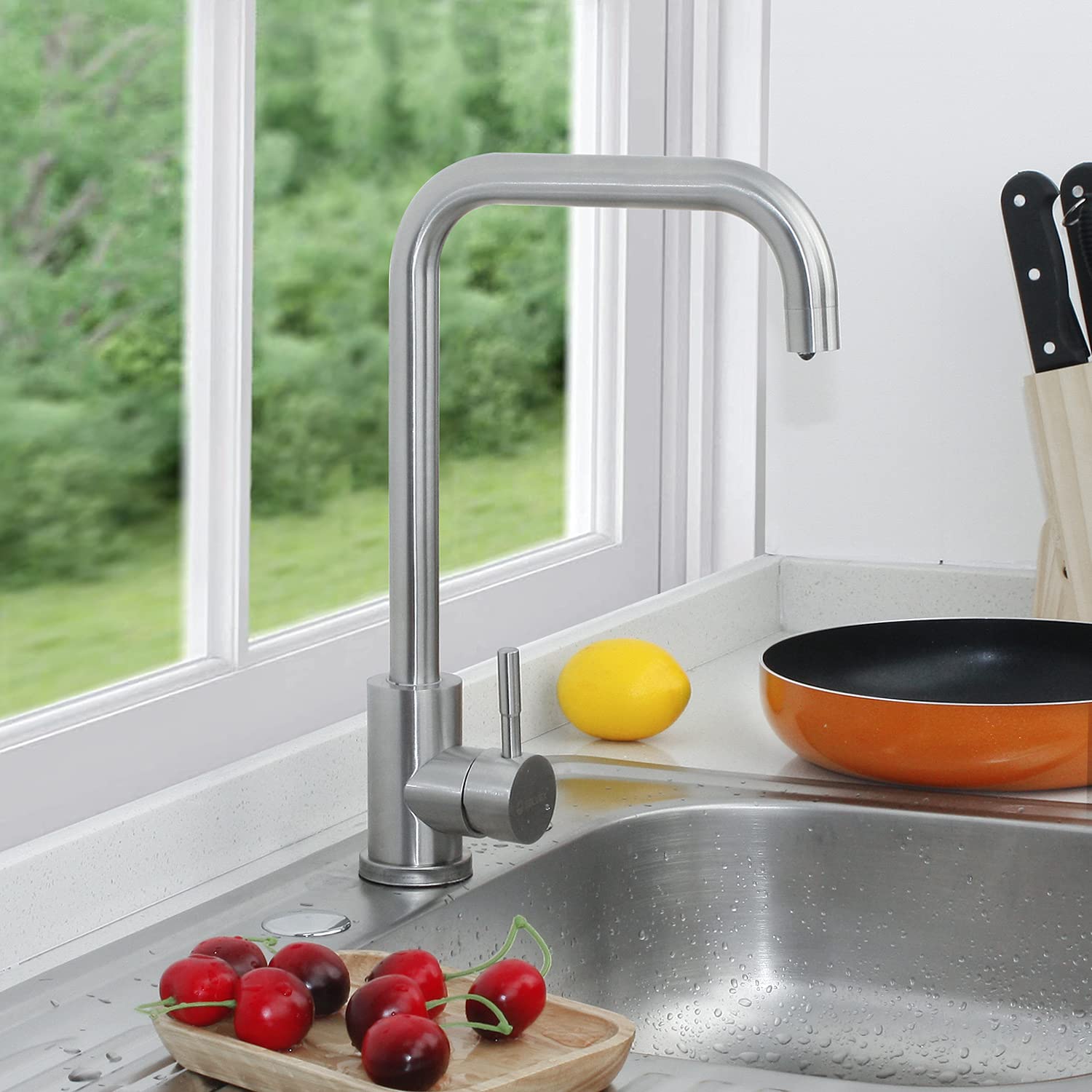 Solvex Rubinetto Cucina Monocomando Acciaio Spazzolato Girevole