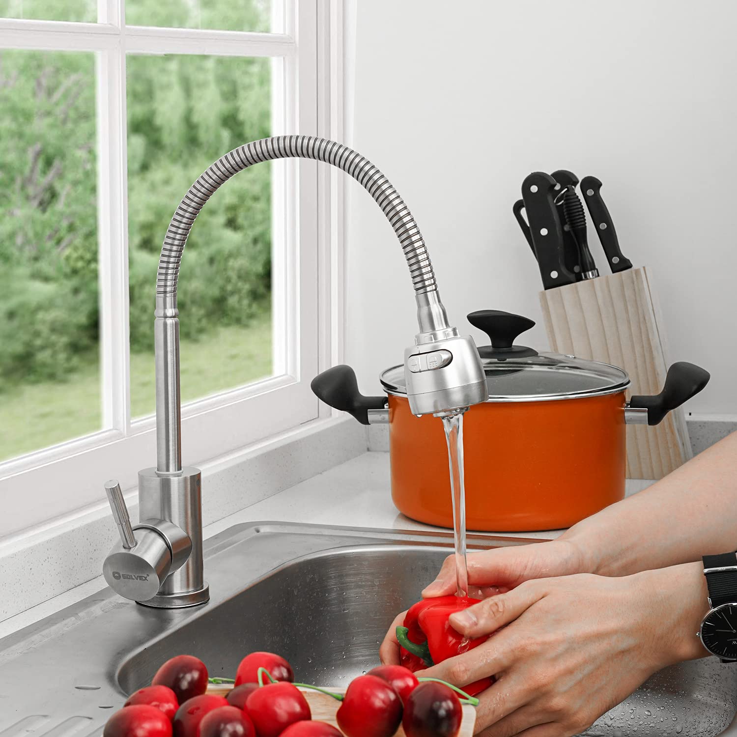 Solvex DE-SP-10017 miscelatore cucina acciaio inox doccetta