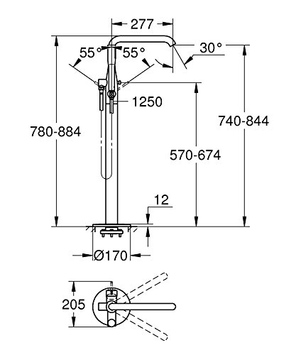 GROHE Essence New 23491DC1 miscelatore vasca antracite