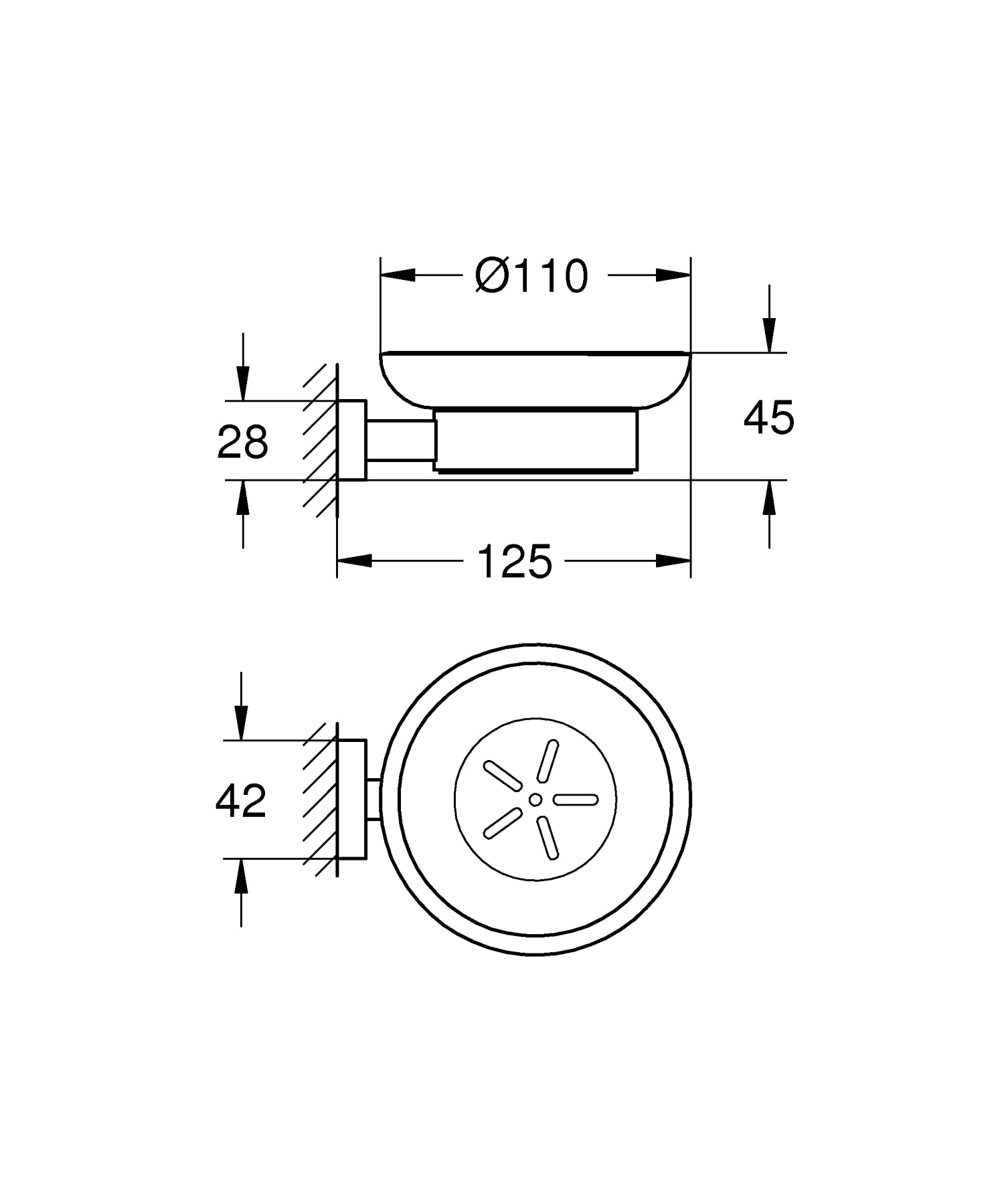 GROHE Start 41182000 Portasapone Vetro Ricambio 110 mm