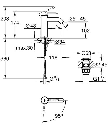 GROHE Essence 23797001 Miscelatore Lavabo Cromo Risparmio Energetico