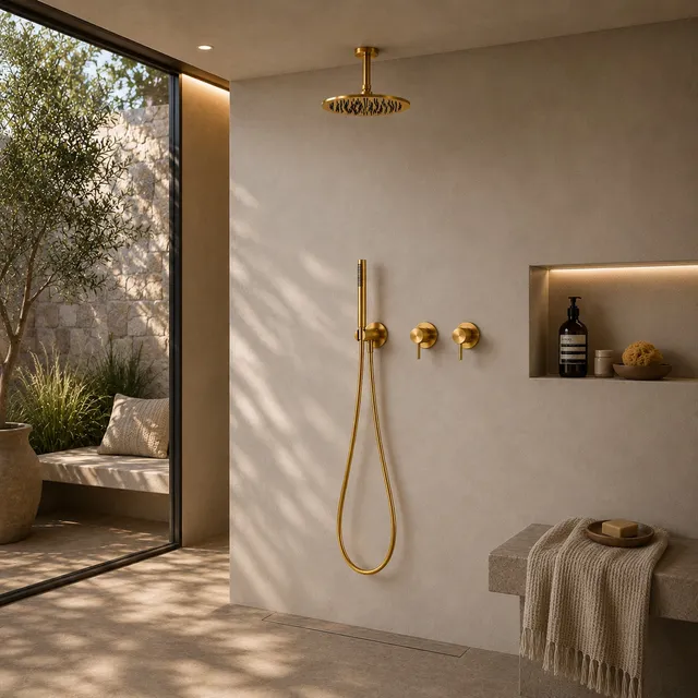Sined Soffitto Corto 25 Oro kit doccia a soffitto 25 cm