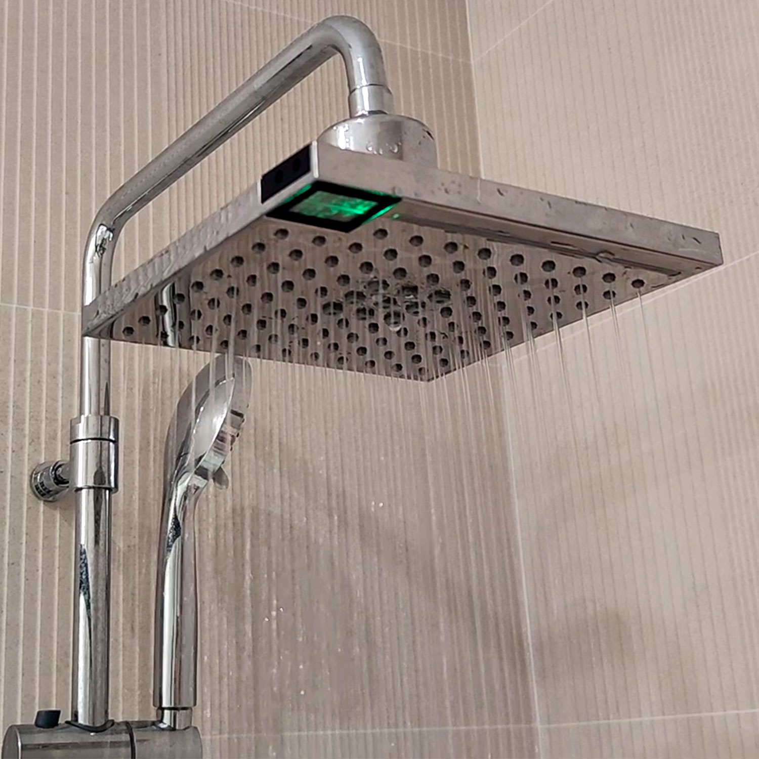 Sined LED 5 Soffione Doccia Quadrato Grigio 3 Getti LED