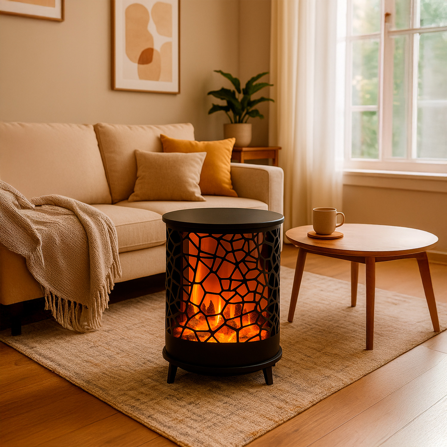 Sined Caminetto-Gardena caminetto elettrico nero 1500W