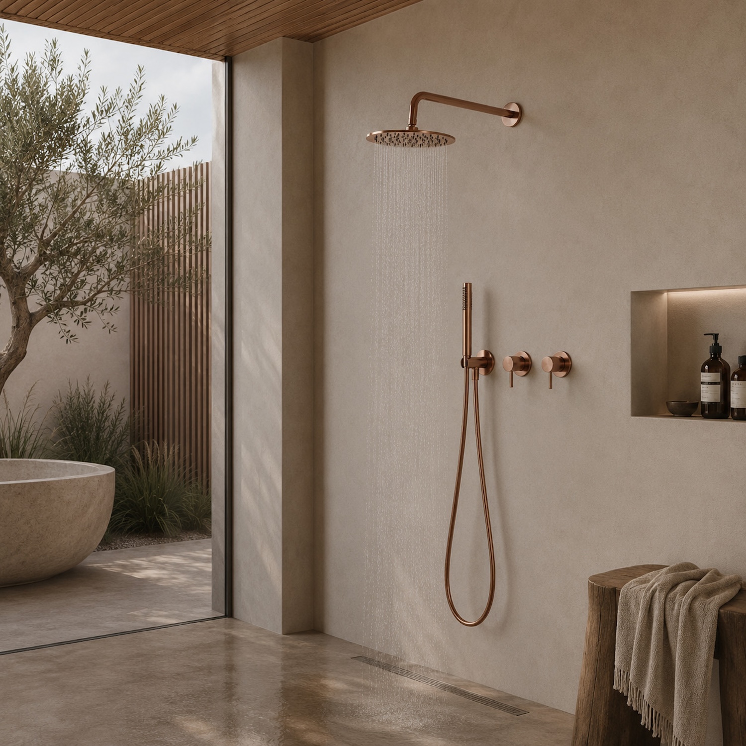 Sined kit doccia incasso acqua fredda 30 oro rosa