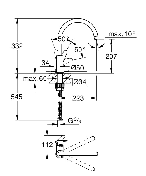 GROHE Start 31554001 miscelatore cucina cromo con doccetta