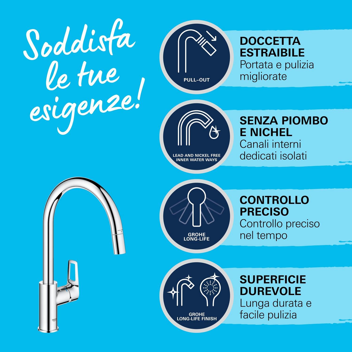 GROHE StartLoop 305560000 rubinetto cucina bocca alta cromato