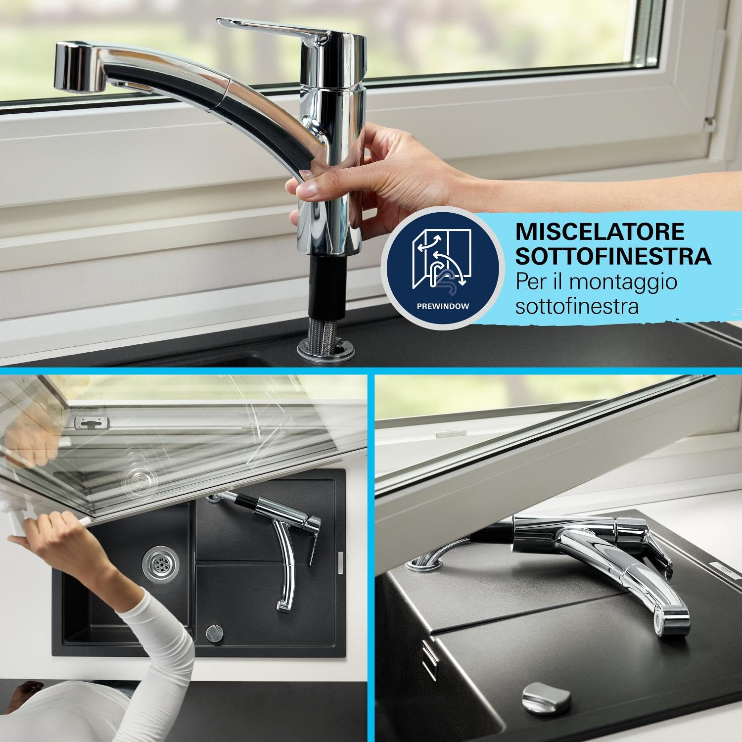 Grohe Start QuickFix miscelatore cucina sottofinestra estraibile