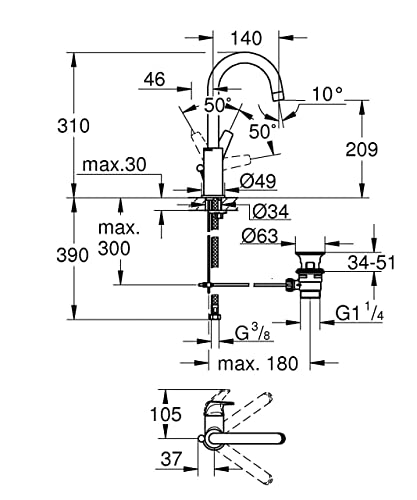 GROHE Start Flow miscelatore lavabo L cromo risparmio idrico