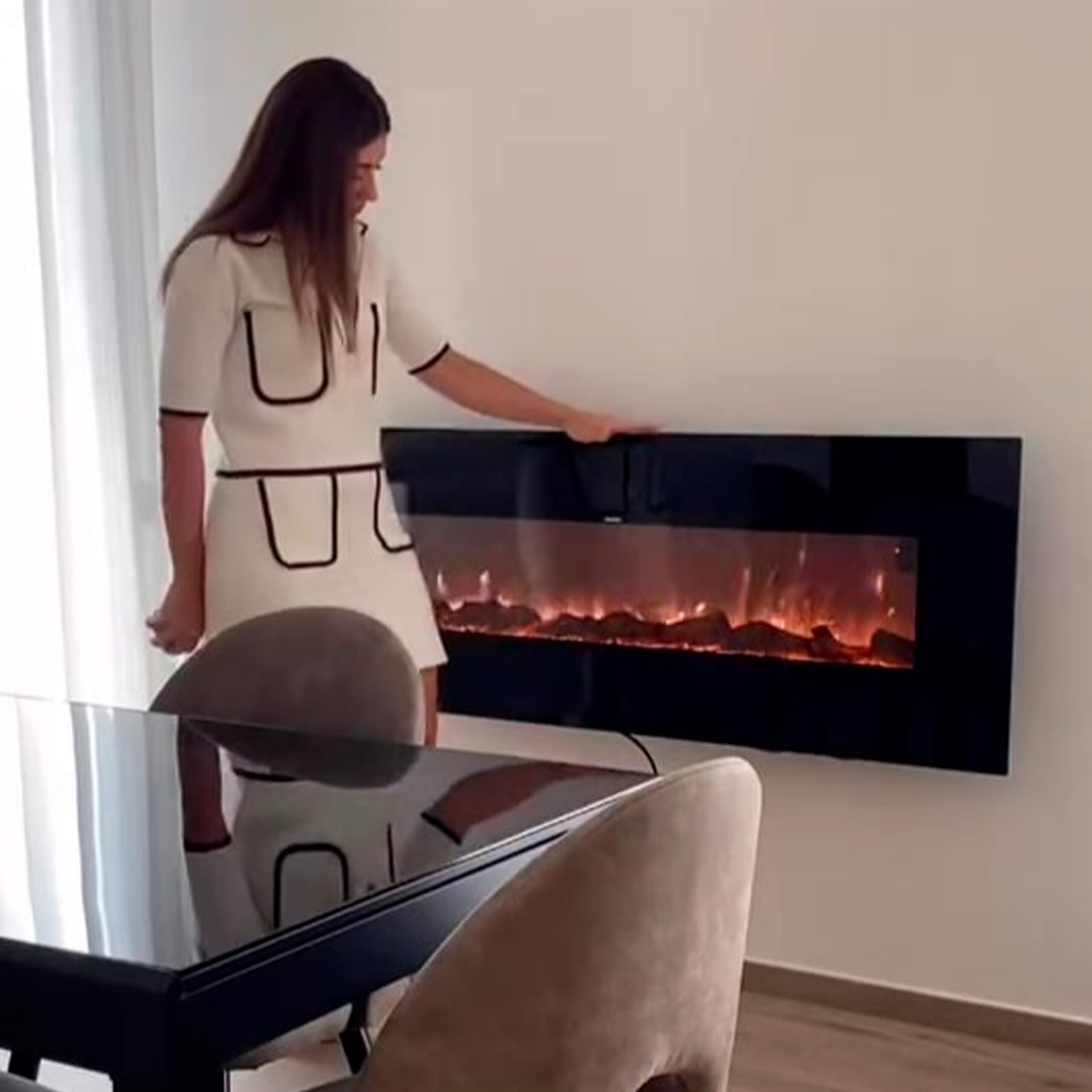 Sined Aprica caminetto parete nero 152 cm 1500W