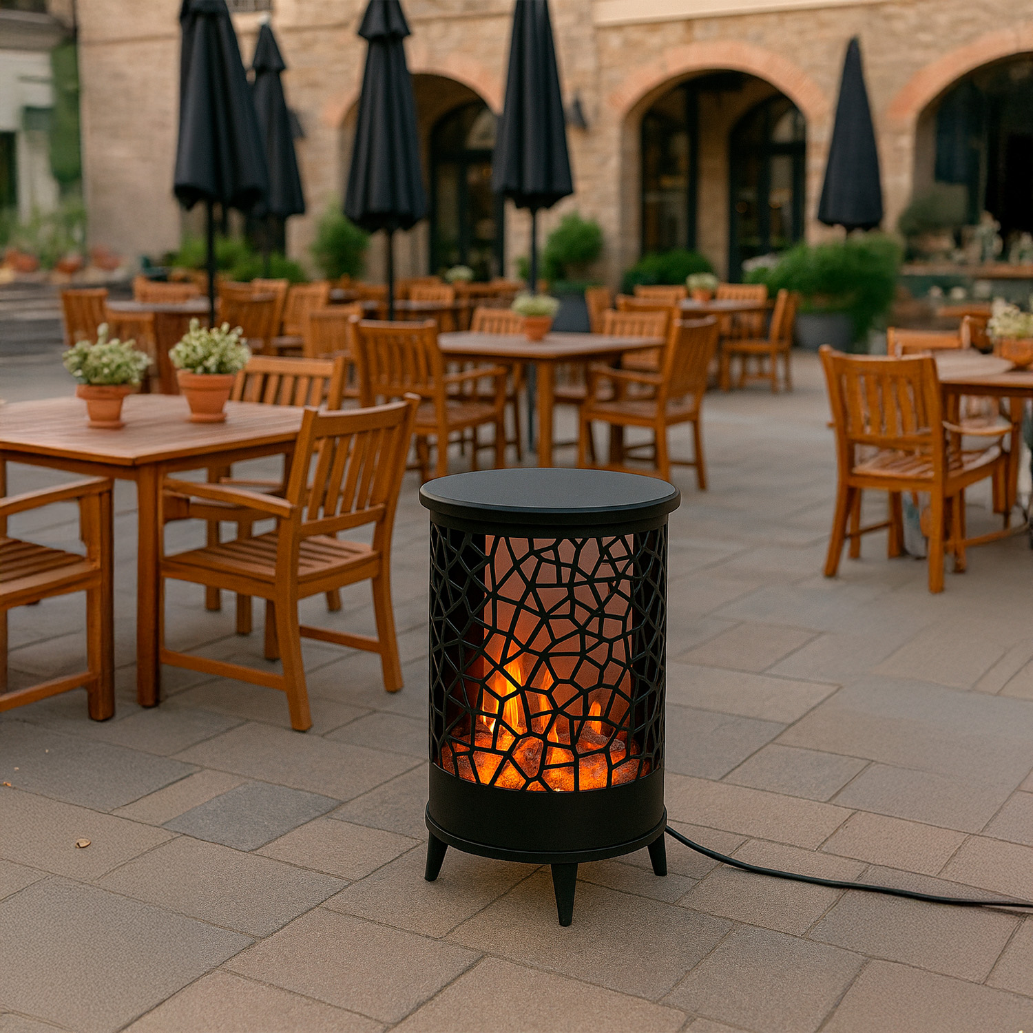Sined Caminetto-Gardena caminetto elettrico nero 1500W