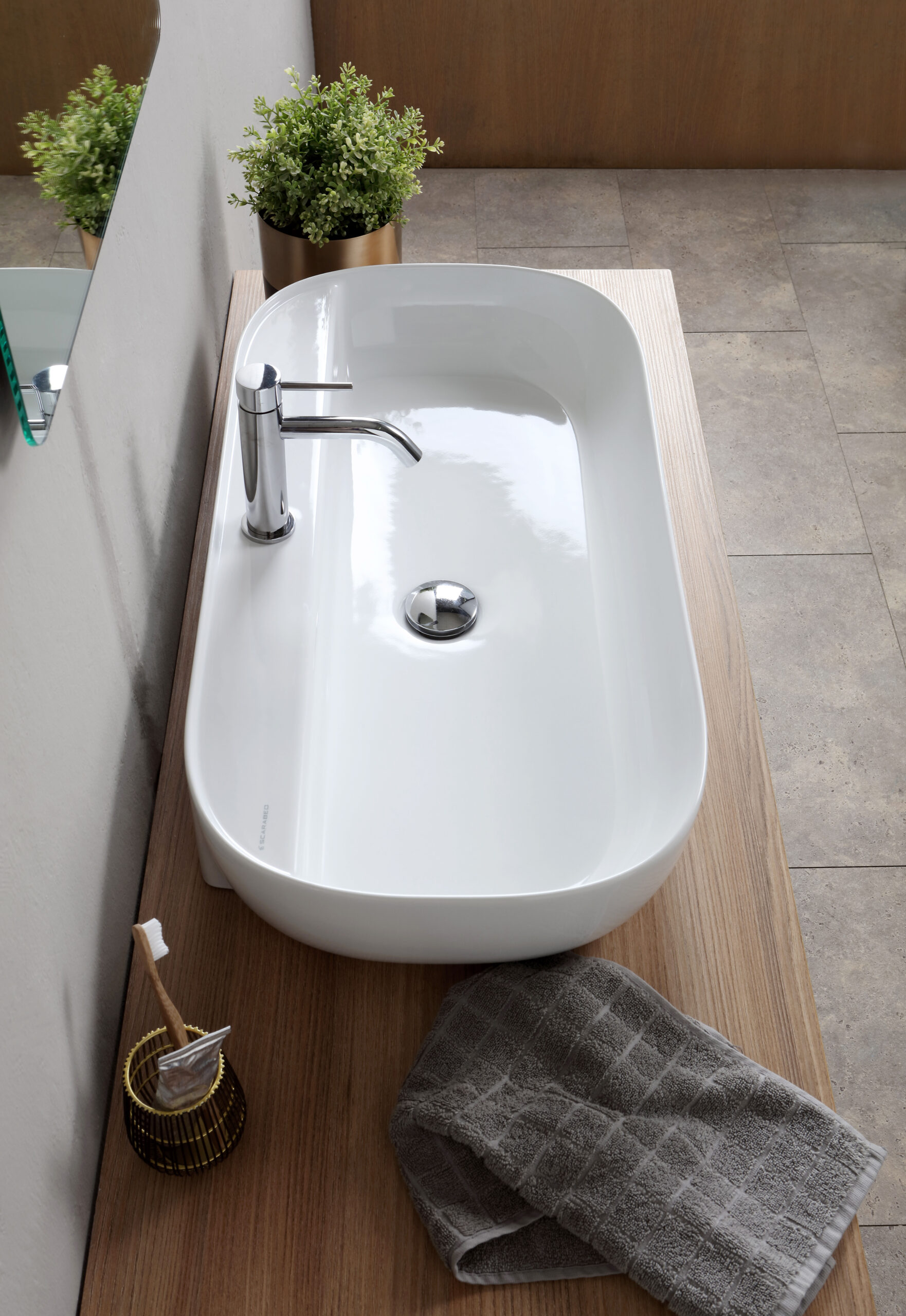 Scarabeo Glam 76/R Lavabo da Appoggio Bianco 76 cm