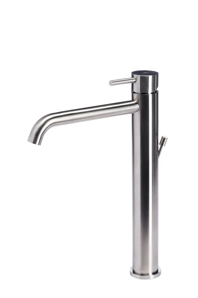 Tubico Nilo miscelatore lavabo alto acciaio inox satinato con scarico