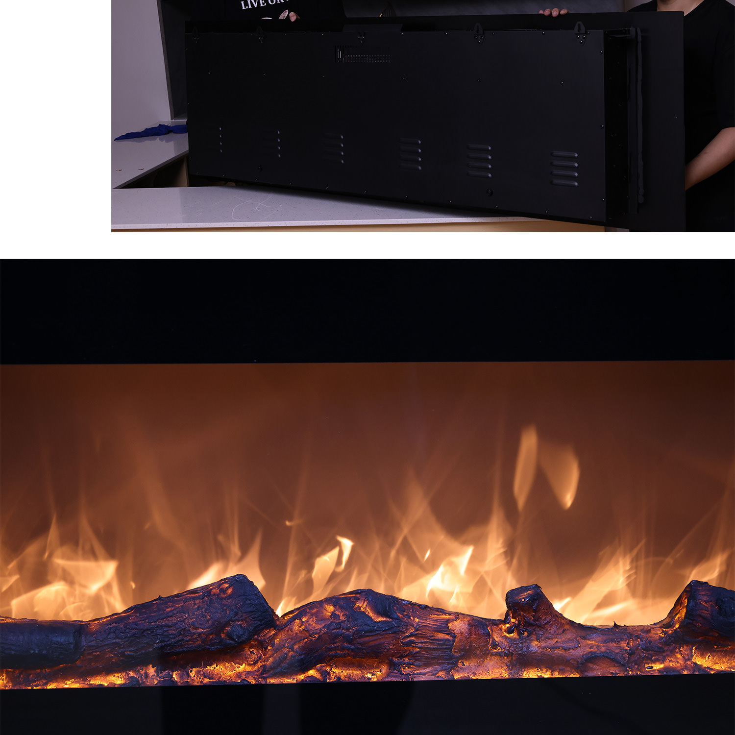 Sined Pordoi Caminetto Elettrico Parete Nero 1500W