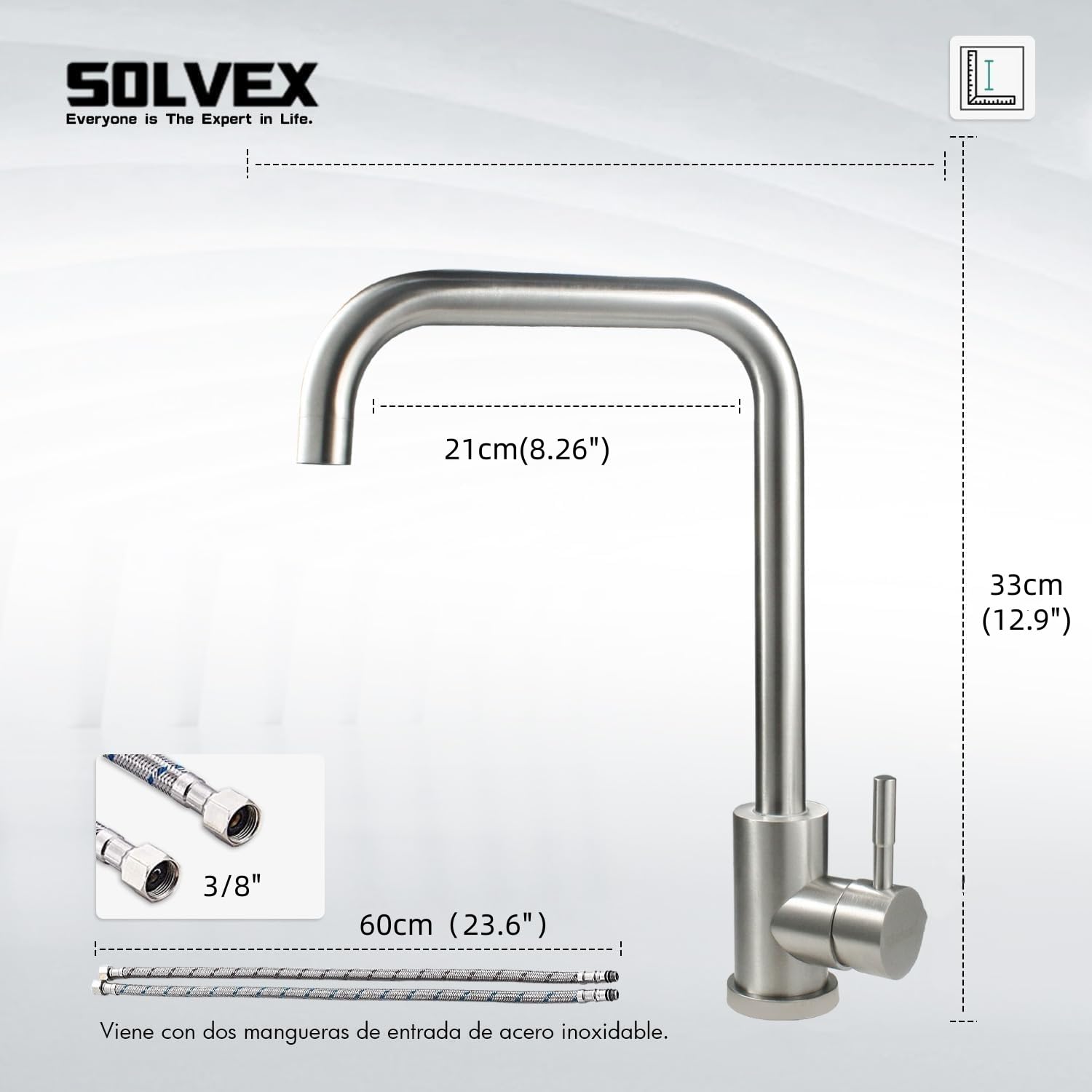 Solvex SP-10021 miscelatore cucina nichel spazzolato acciaio inox