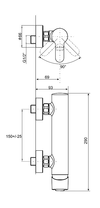 Schmiedl Top GS39411 miscelatore doccia esterno leva laterale