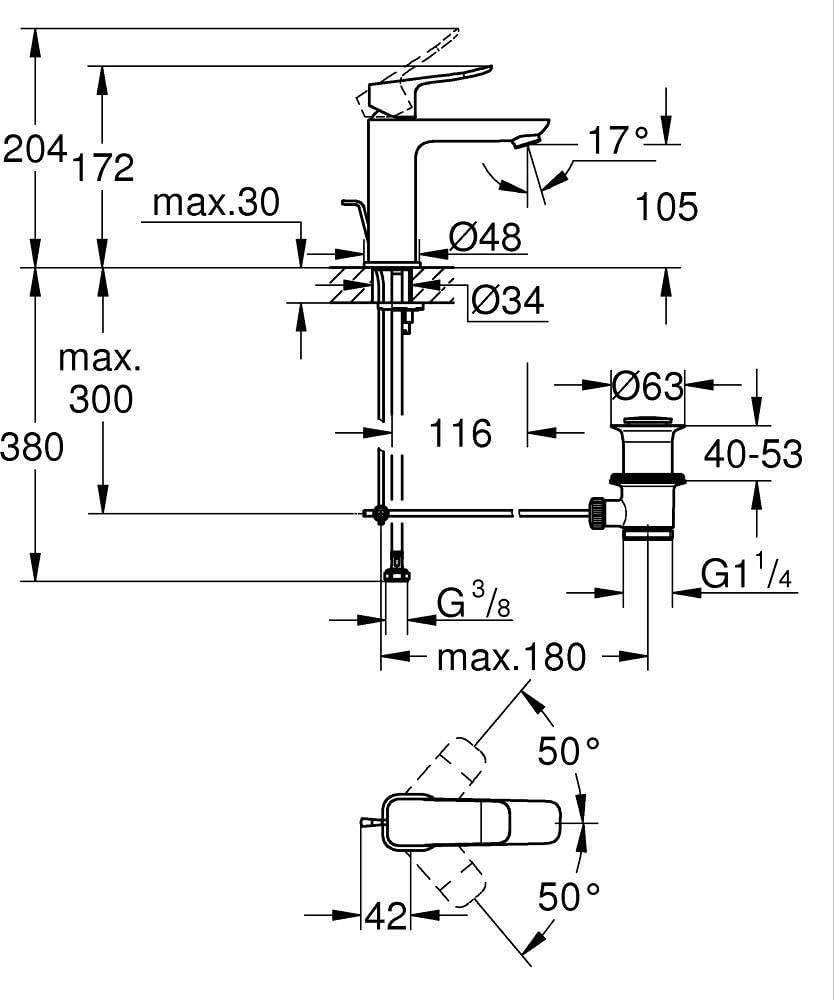 GROHE Dice 1018320000 miscelatore lavabo M-Size cromo