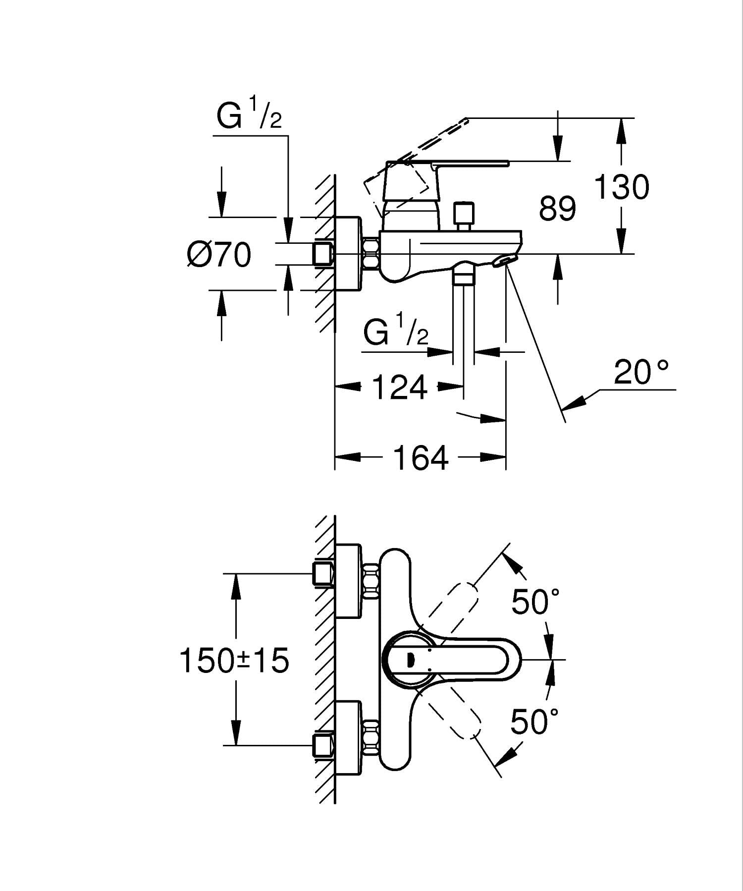 GROHE Get 32887000 miscelatore vasca-doccia cromo