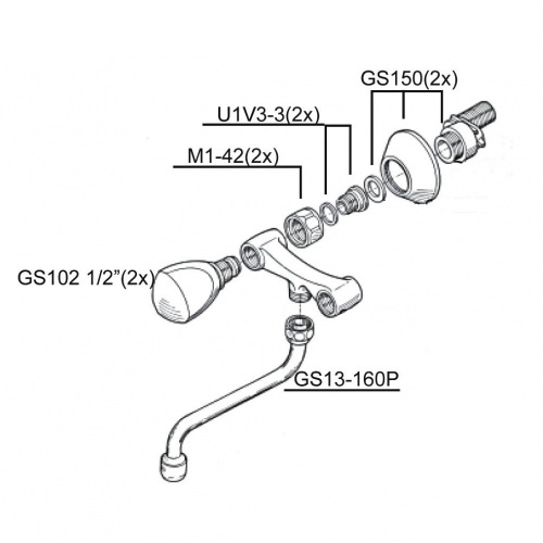 Schmiedl GS1423P rubinetto a muro due manopole interasse 100