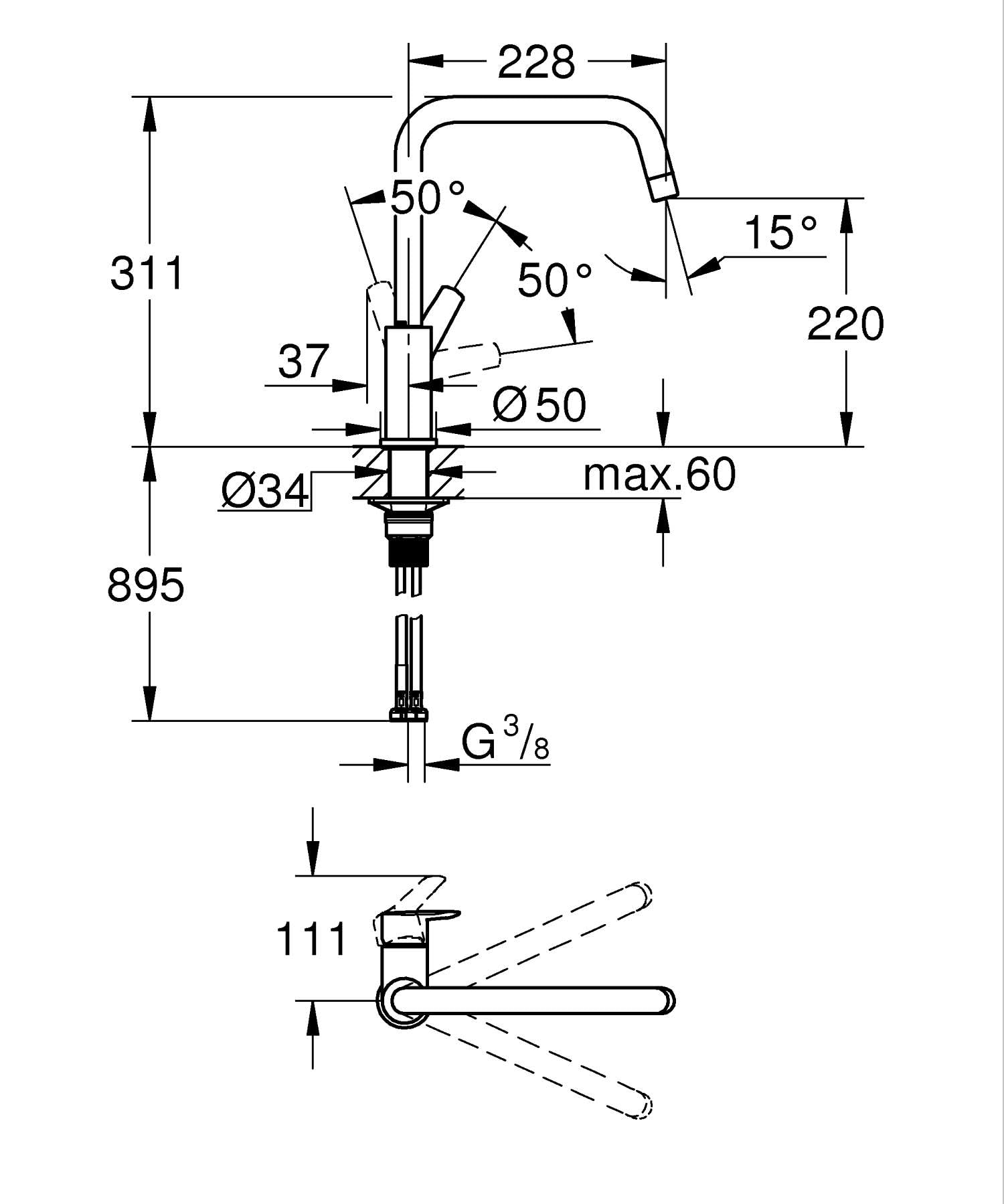 Grohe Start 30630000 Miscelatore Cucina Sottofinestra Piombo Free