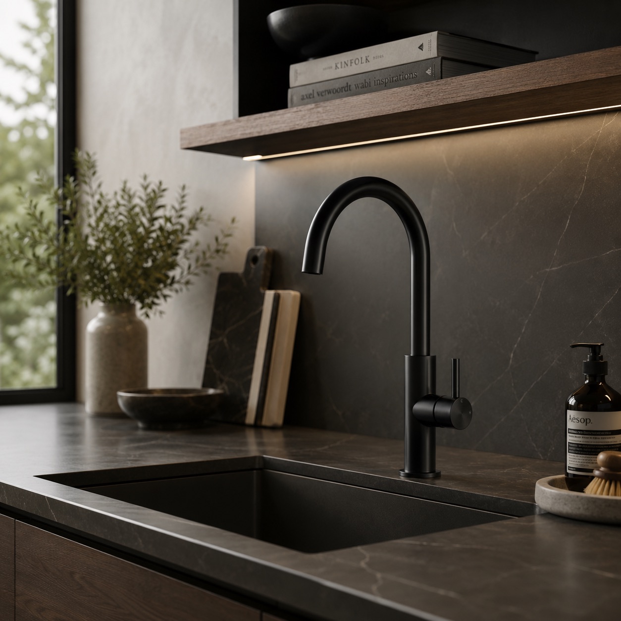 Sined Rubinetto Lavello Levante Alto Nero miscelatore cucina nero