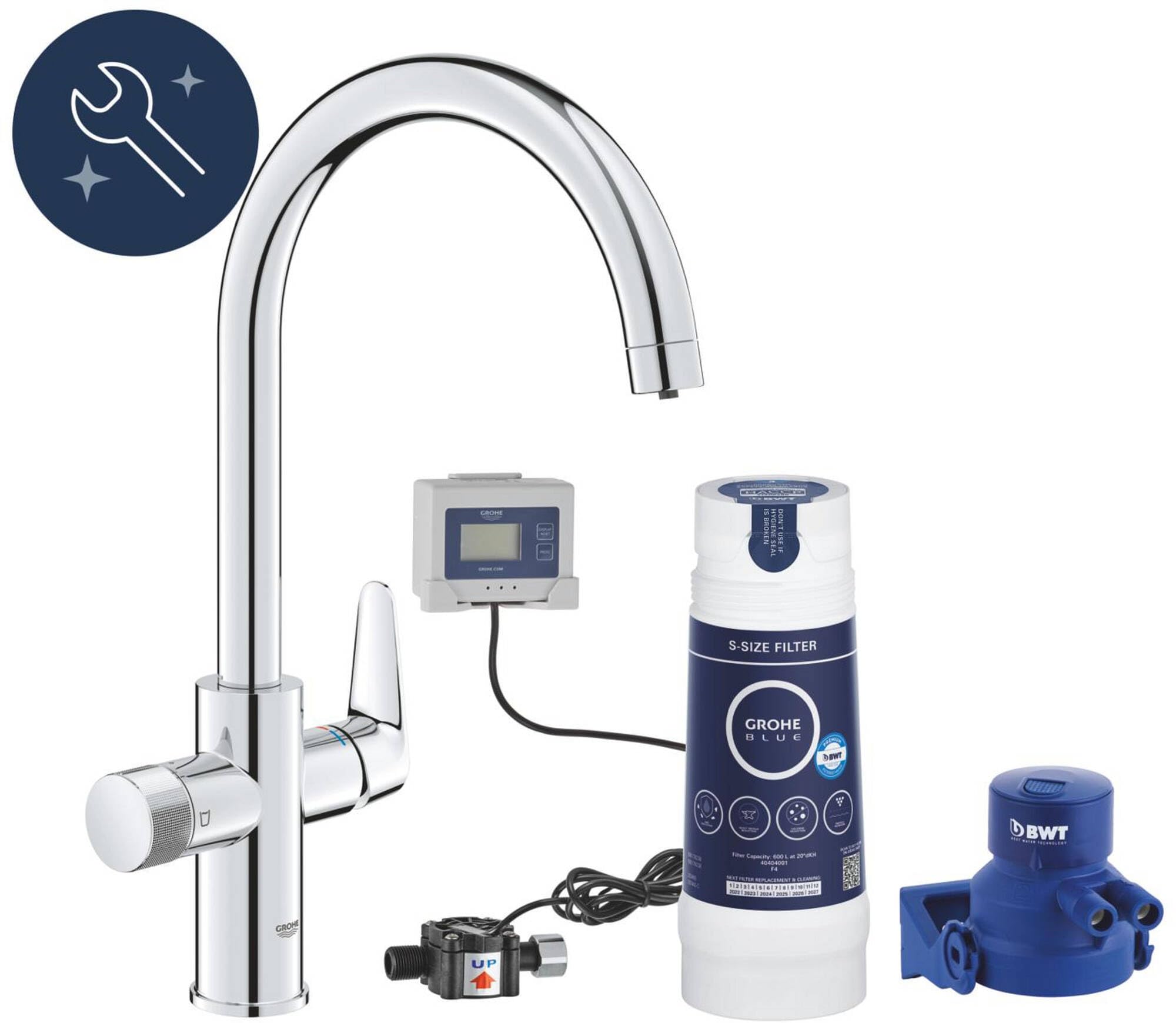 GROHE Blue Pure BauCurve miscelatore cucina filtrata cromo