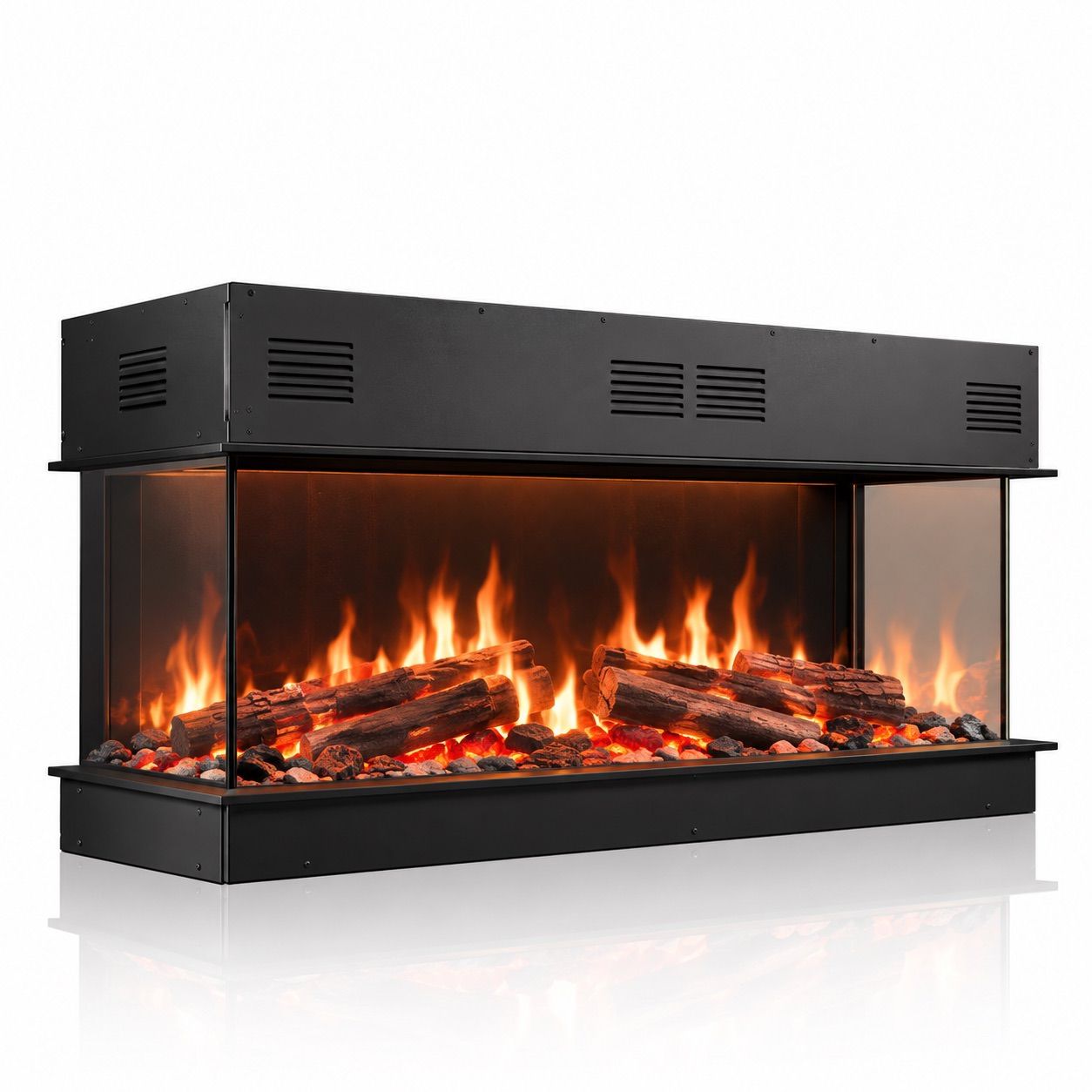 Sined Ortles 95 caminetto elettrico trilaterale nero