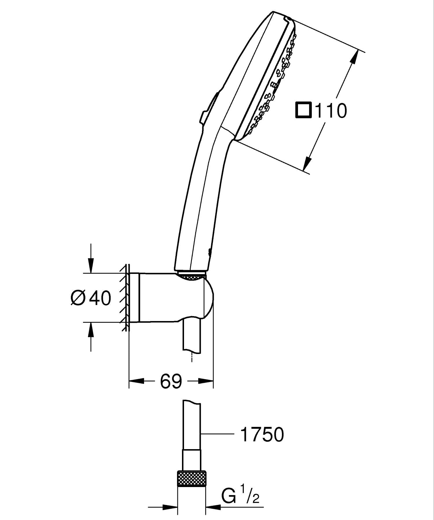 Grohe Vitalio Comfort 110 Set Doccia Cromato 3 Getti Anticalcare