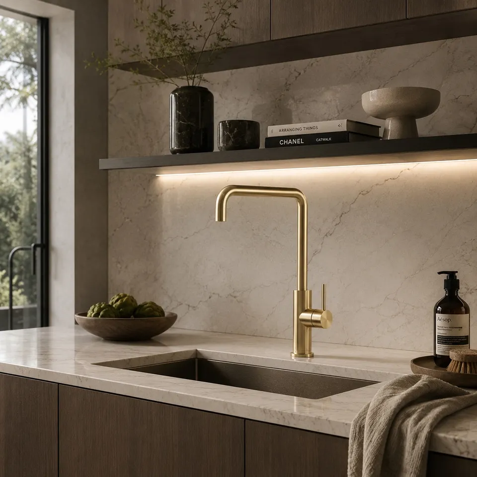 Sined Levante Quadro rubinetto cucina oro acciaio 316L