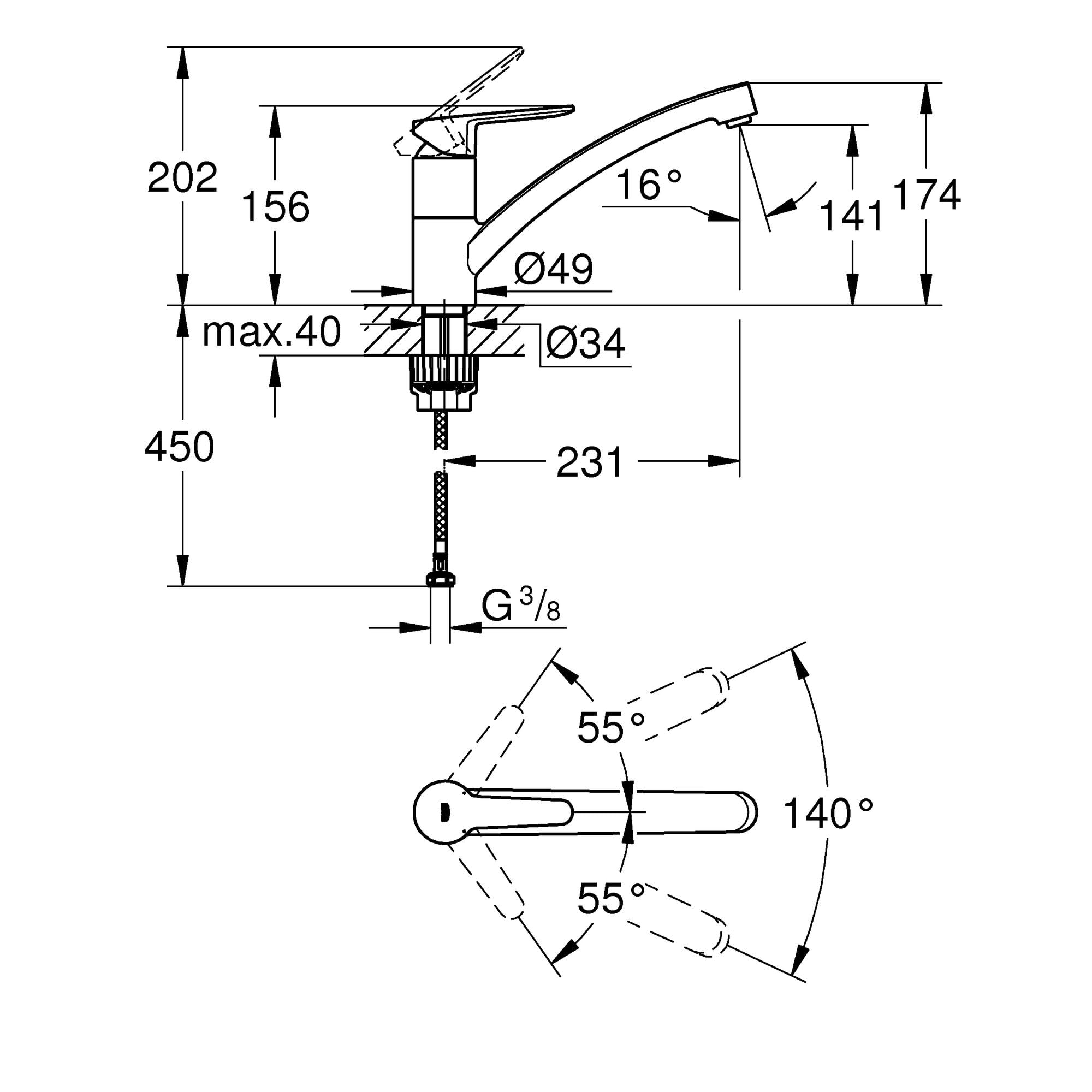 Grohe Start 31685000 miscelatore cucina bocca bassa