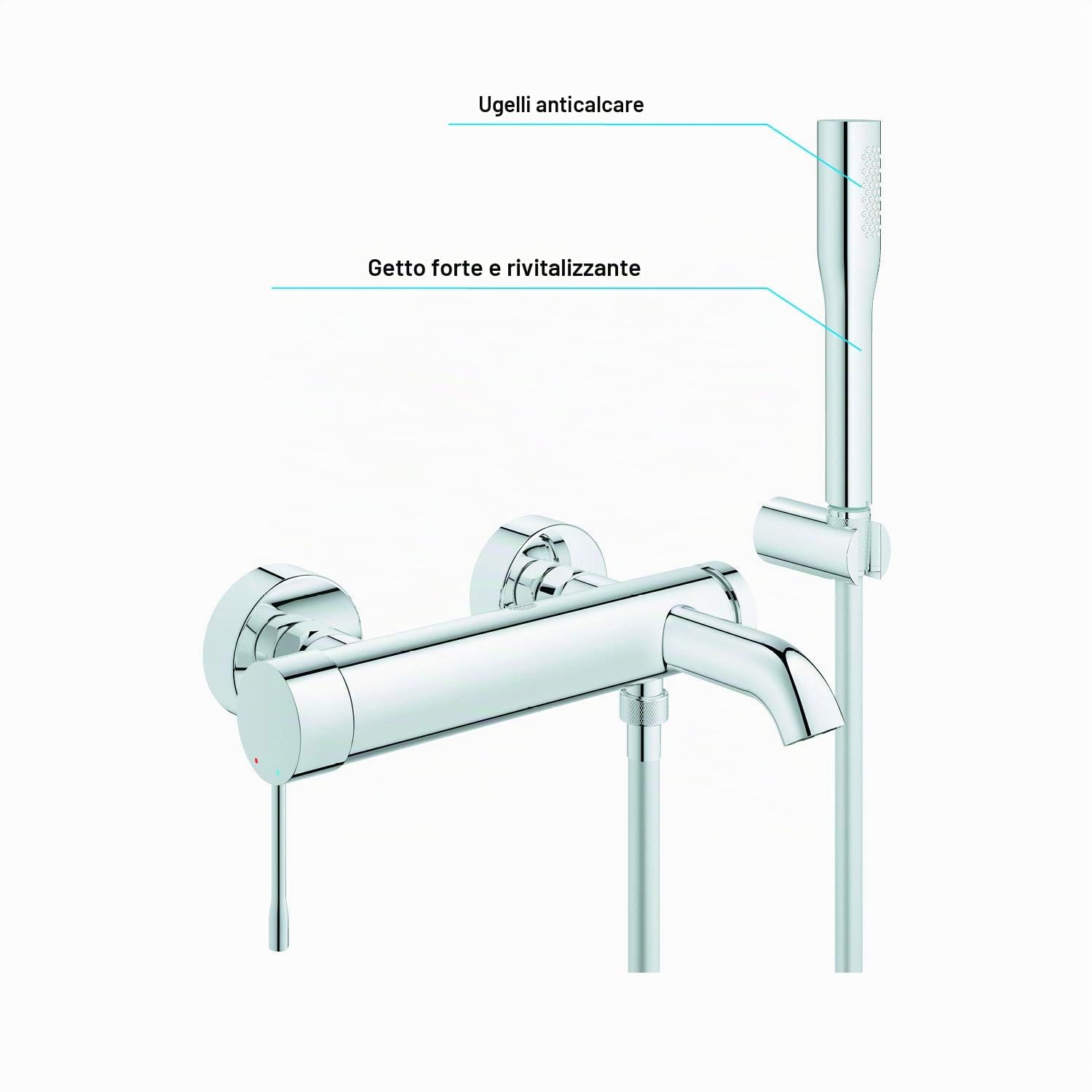 Grohe Essence 33628001 Miscelatore Vasca-Doccia Cromo con Doccetta