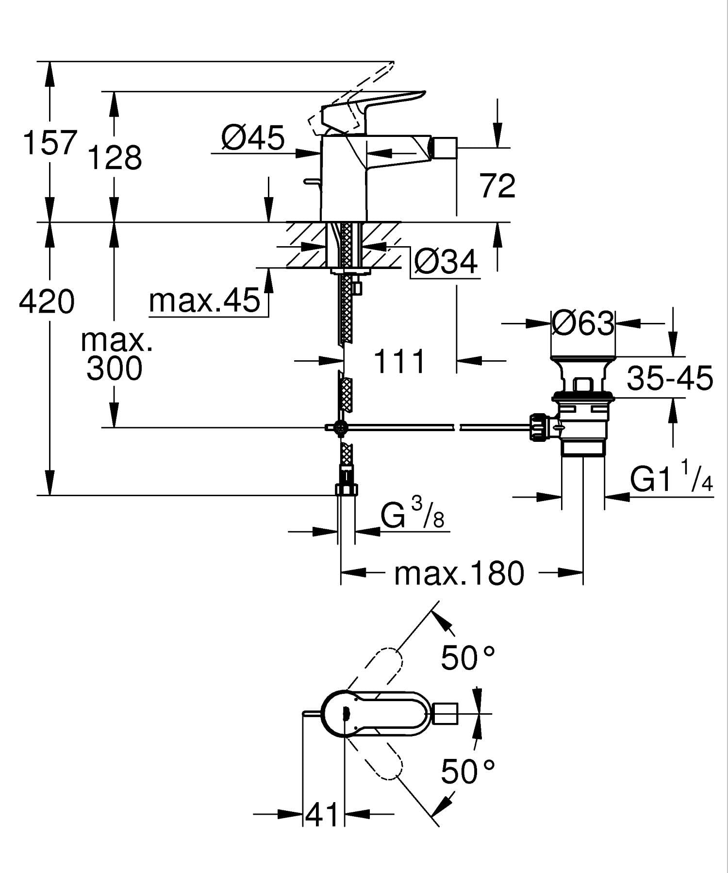 GROHE BauEdge 23331000 miscelatore bidet cromo scarico saltarello