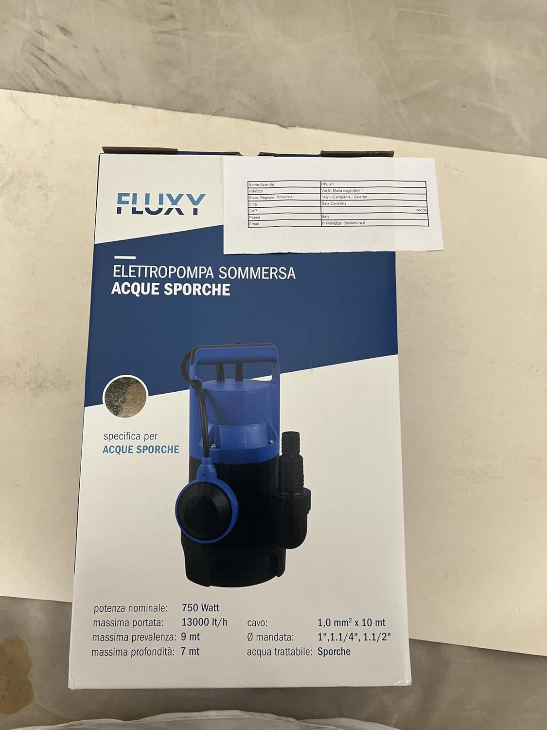 Fluxy pompa sommersa acque scure 750W in PVC