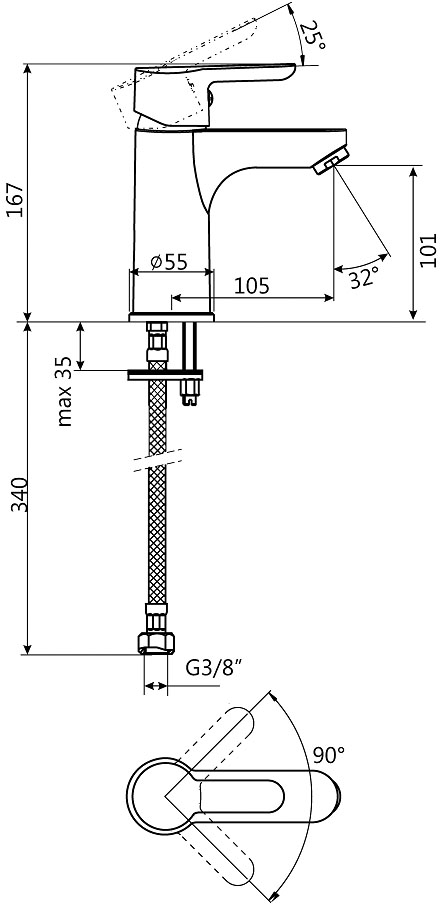 Schmiedl Top GS39021P miscelatore lavabo piletta