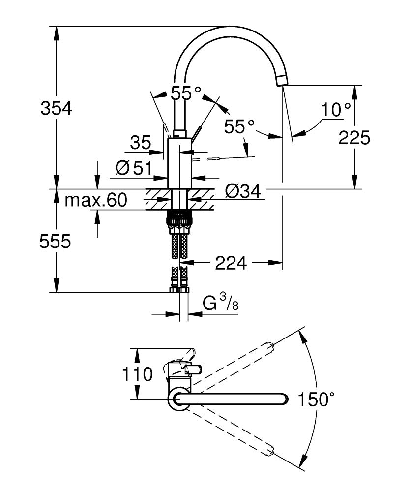 Grohe Essence 32843002 miscelatore lavabo bocca alta cromo