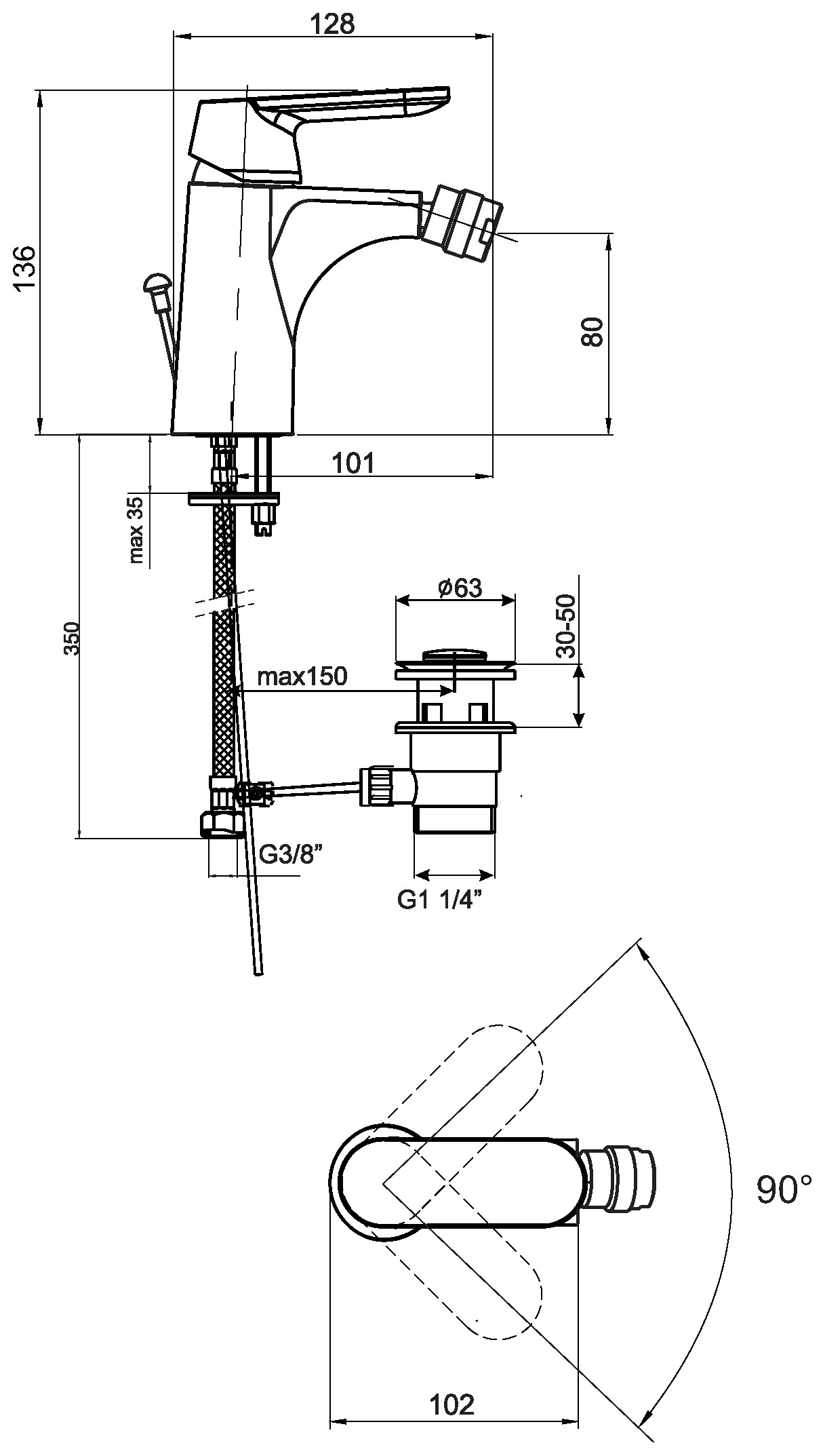 Schmiedl Flaro GS39623P miscelatore bidet monoforo