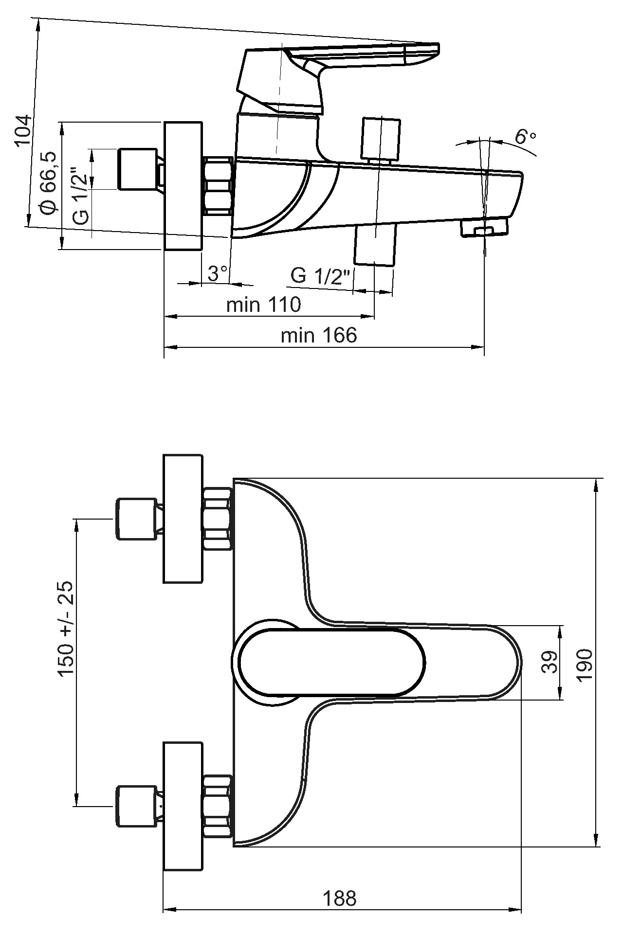 Schmiedl Flaro GS39303P miscelatore vasca a muro