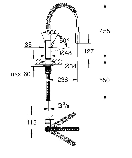 GROHE Get 30361000 Miscelatore Cucina Doccetta 2 Getti