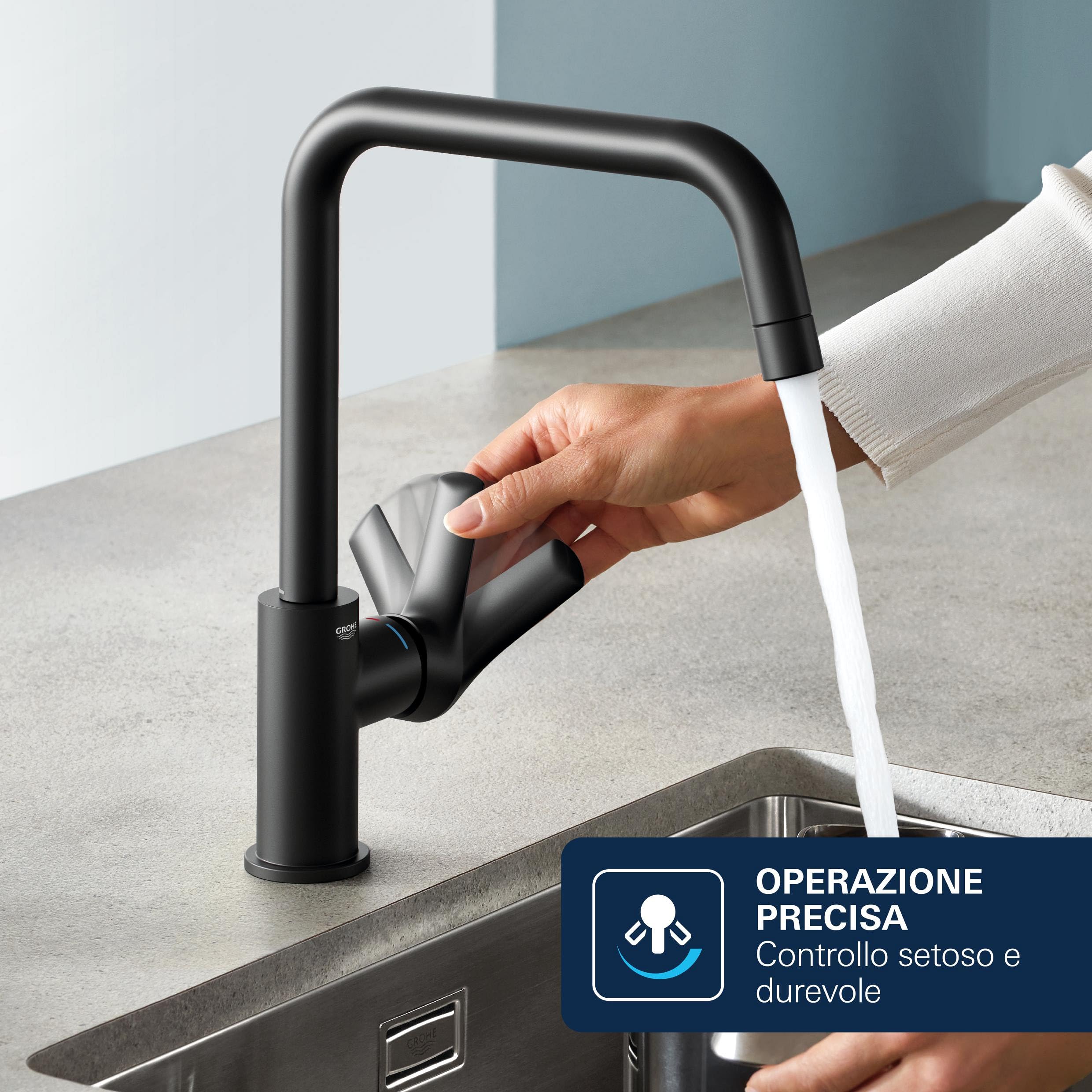 GROHE Get 31552DC0 miscelatore cucina nero opaco bocca alta
