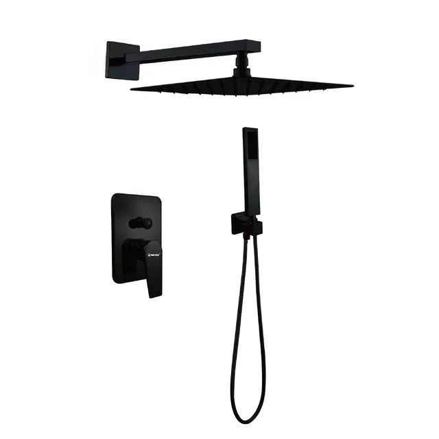 SOLVEX SP-90110 Set Doccia Incasso Nero Soffione 20x20 cm