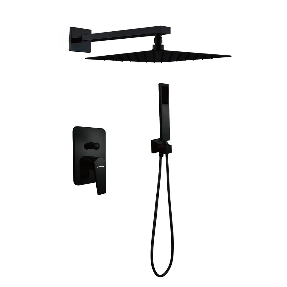 SOLVEX SP-90110 Set Doccia Incasso Nero Soffione 20x20 cm