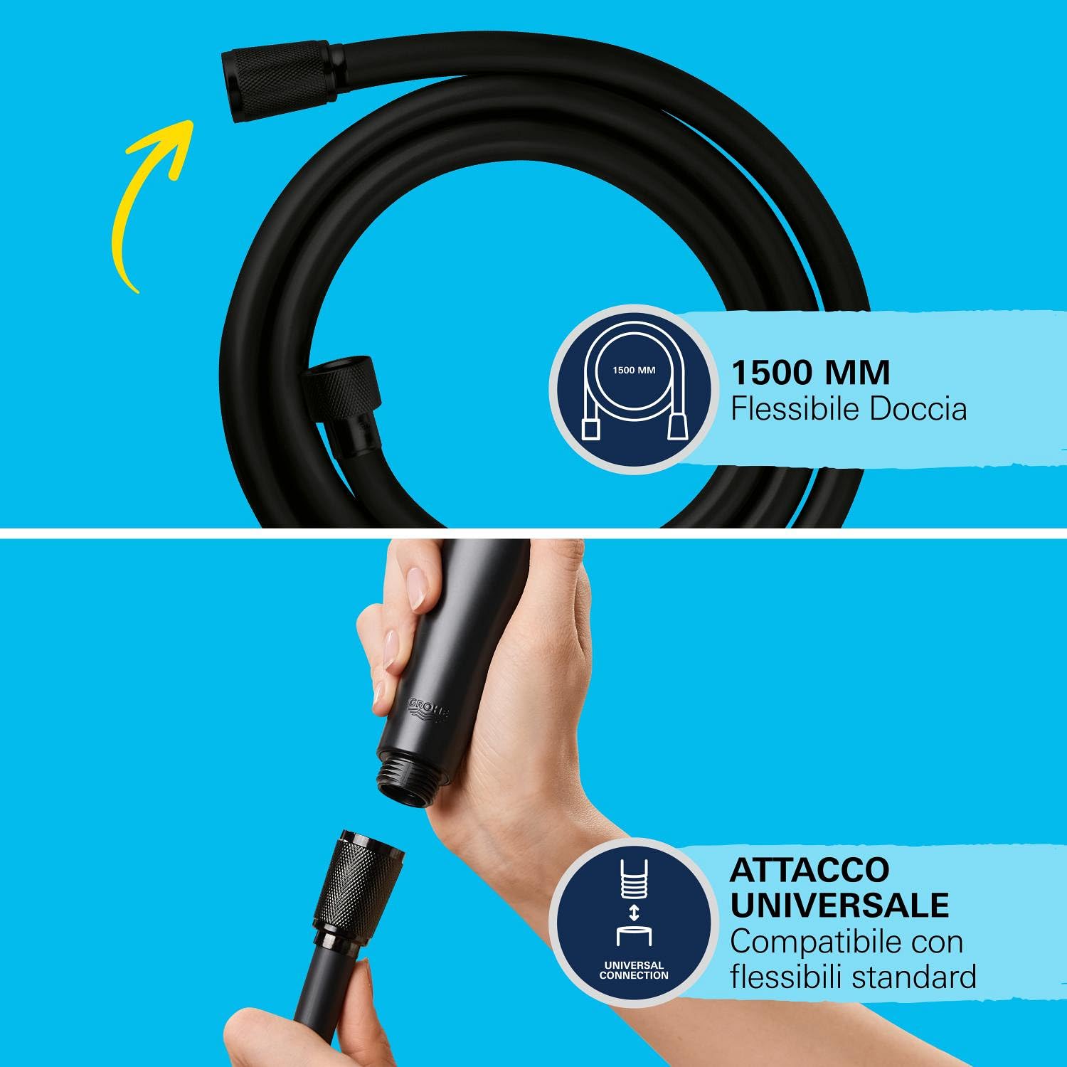 GROHE VitalioFlex Trend flessibile doccia 1,5 m nero opaco