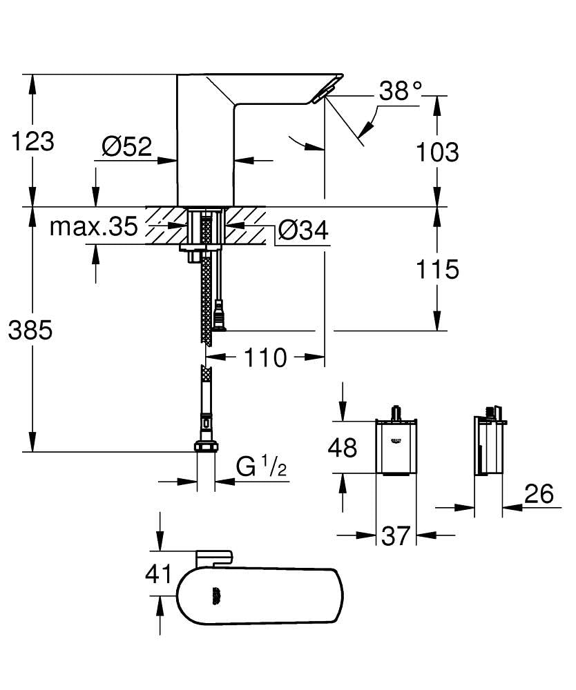 Grohe 36451000 Miscelatore Elettronico Lavabo con Sensore